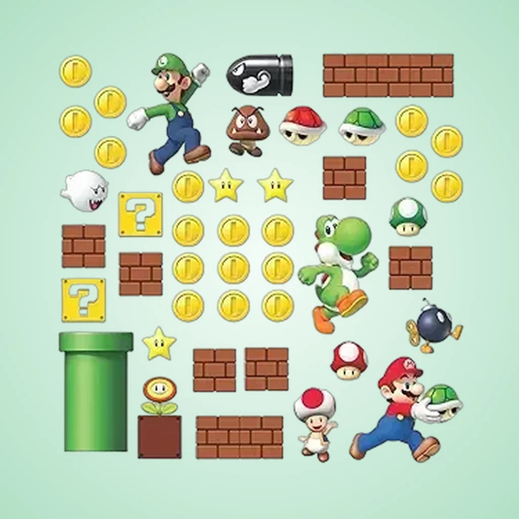 Super Mario Bros Wall Decals [45pc]